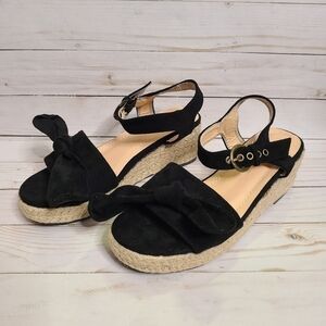 Chase + Chloe Gaston Platform Wedge Espadrille Sandals Black